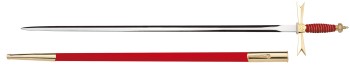 Masonic Sword, red Grip, Crown, red scabbard with hook