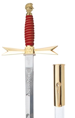 Masonic sword white Grip/ helmet pommel  / masonic etching / white Scabbard with hook