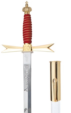 Masonic sword white Grip/ crown pommel  / masonic etching / white Scabbard with hook